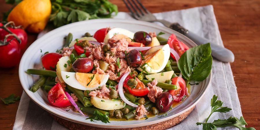 recipe image Salat mit grünen Bohnen, Thunfisch und Eiern