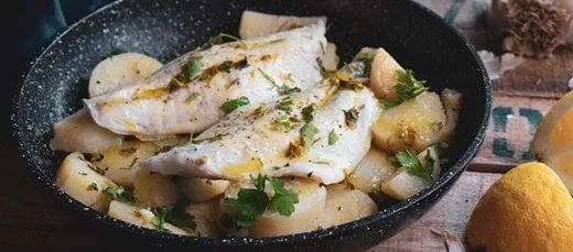 recipe image Fisch mit Zitronensoße und Kartoffeln (Bianco)