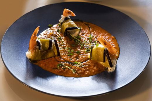 recipe image Ρολάκια Μελιτζάνας με Γαρίδες και Κρέμα Φέτας