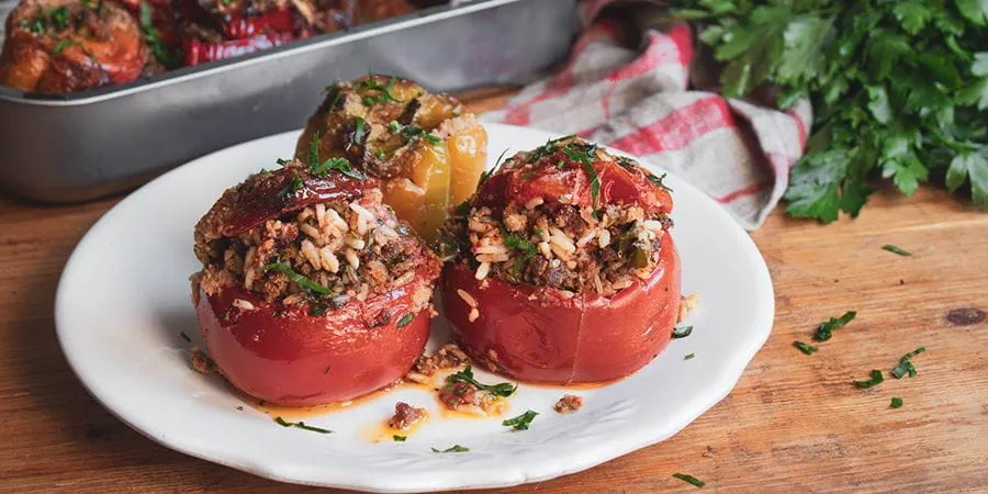 recipe image Γεμιστά με ρύζι και κιμά
