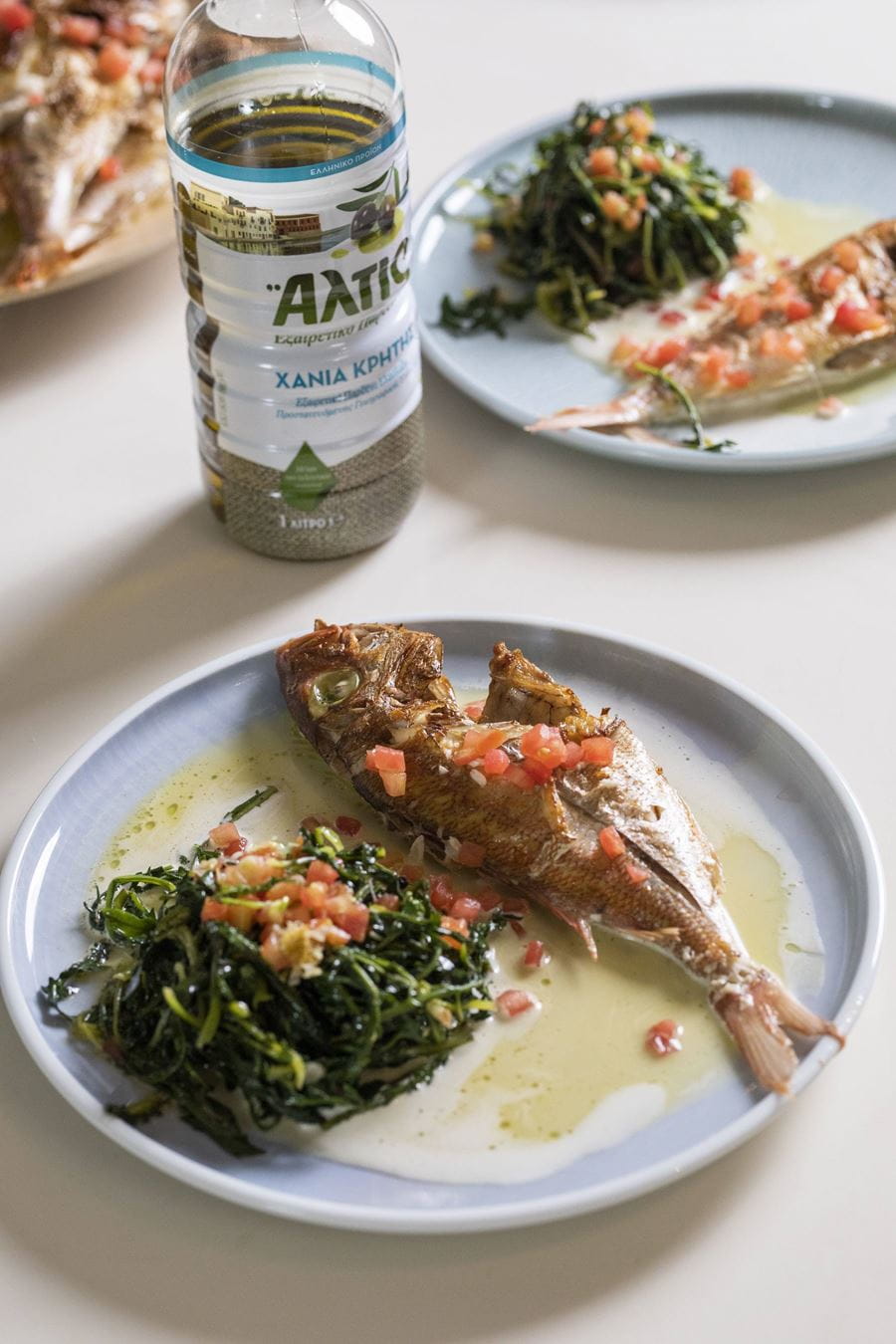 recipe image Ψάρι Ψητό στο Φούρνο με Ελαιόλαδο και Σταμναγκάθι