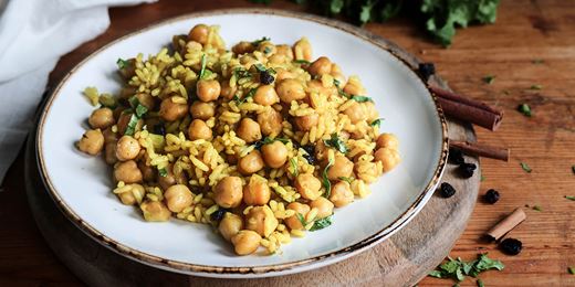 recipe image Chickpeas and rice with turmeric