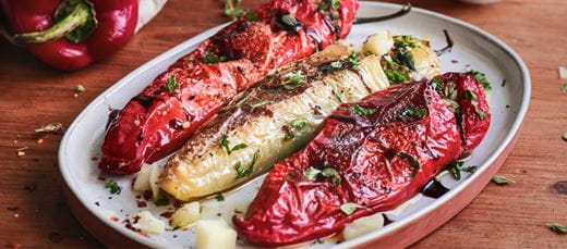 recipe image Фаршированные перцы с рисом, овощами и сыром